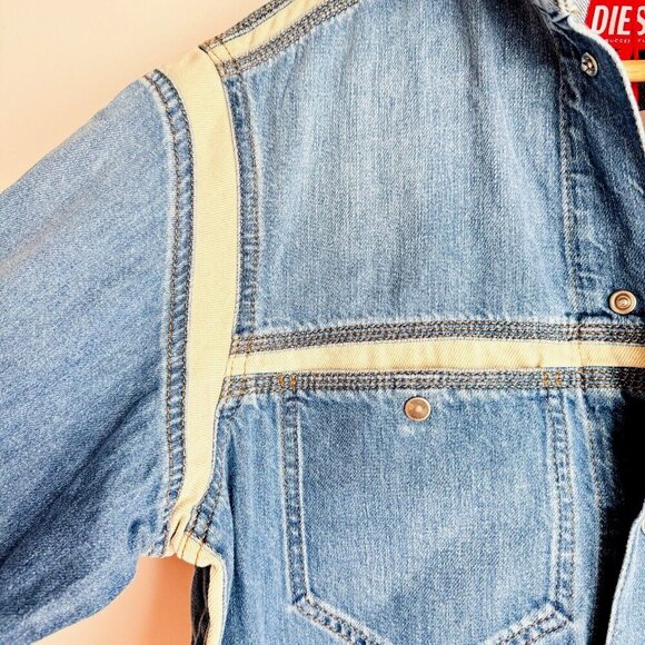 Diesel Industries Medium Wash Denim Snap Button Closure Dress M - Picture 4 of 7